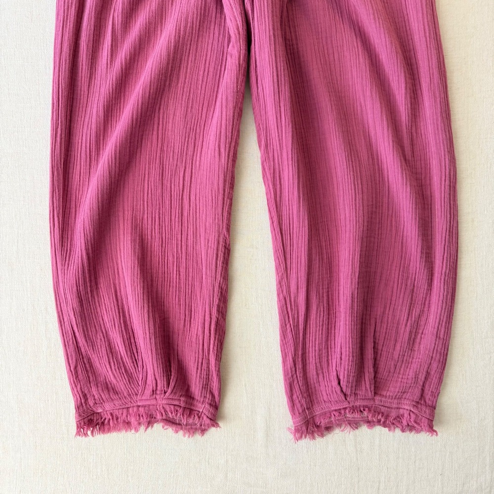 prAna Hideaways Pants M Berry Pink Cotton Gauze Lagenlook Barrel Boho Coastal - Picture 4 of 14